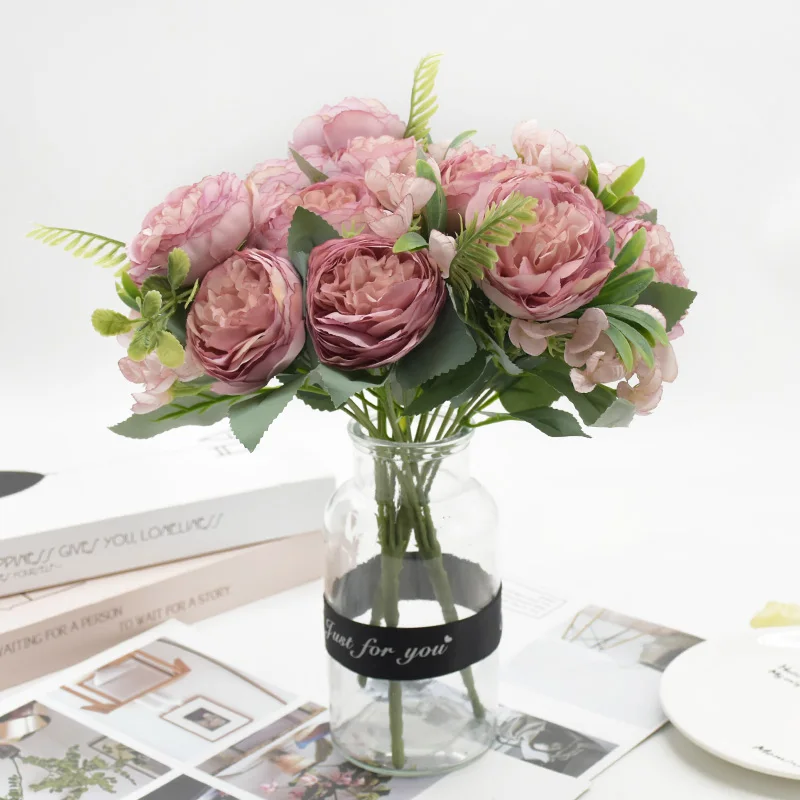 3 комплекта искусственных цветов пион букет украшения дома аксессуары Diy