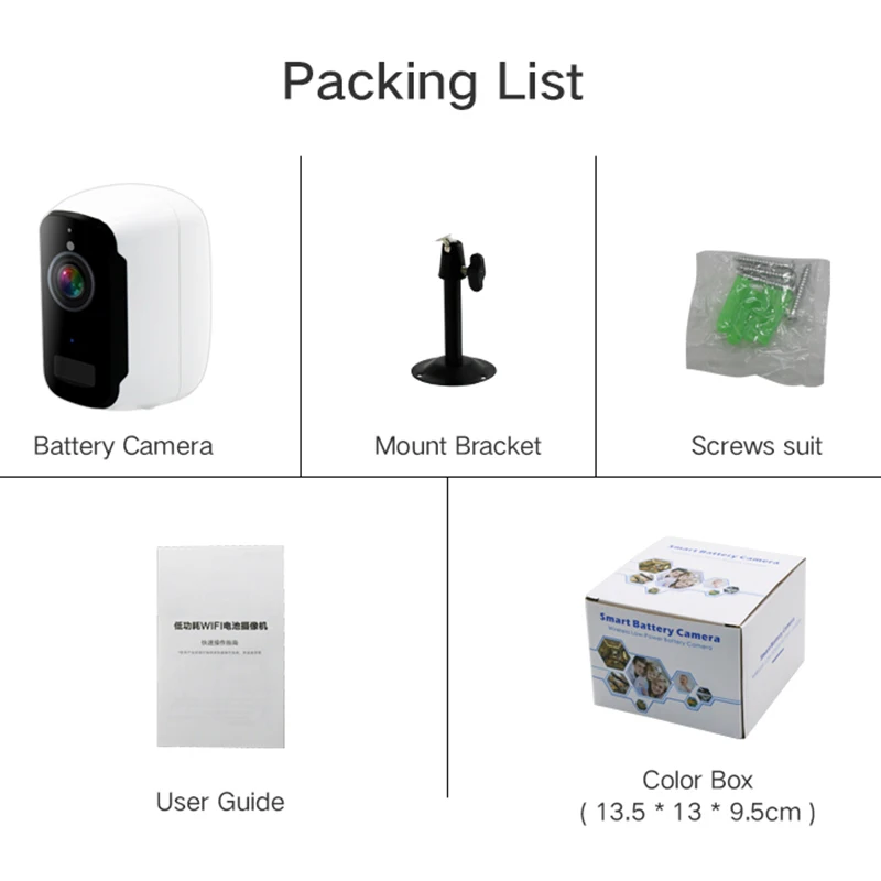 

IP Camera WiFi 1080P Outdoor Battery Camera Security Wireless Lower Power HD Surveillance Weatherproof PIR Alarm Record Audio