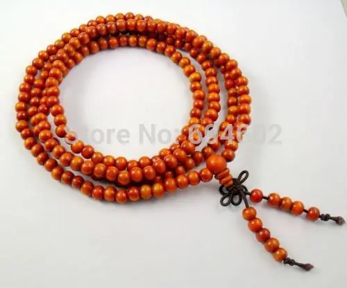 6 мм Тибетский буддизм 216 темно-желтые деревянные молитвенные бусины Mala ожерелье |