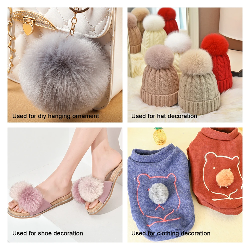 Шарик из искусственного меха кролика Рекс 10 см | Дом и сад