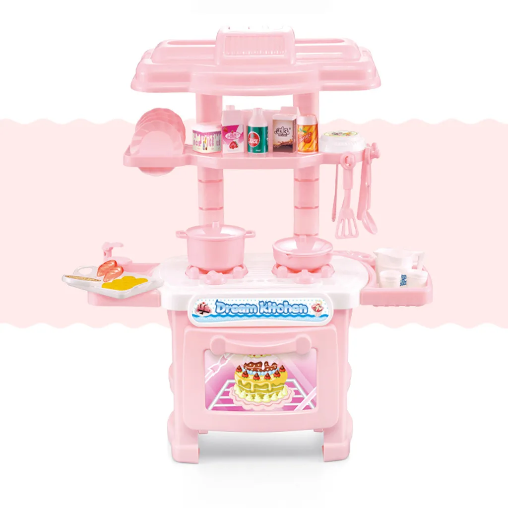 Children's mini Educational Kitchen Toys Pink Household Appliances Children Play For Kids Girls Toy Dropshipping M0731 | Игрушки и