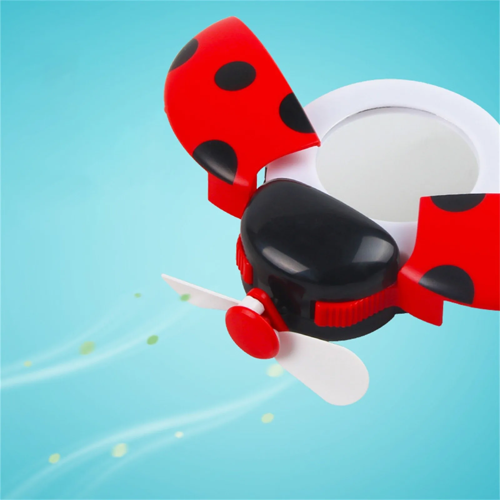 

New mini fashion portable ladybug shape USB charging fan LED fill light makeup mirror multi-function handheld USB ladybug fan