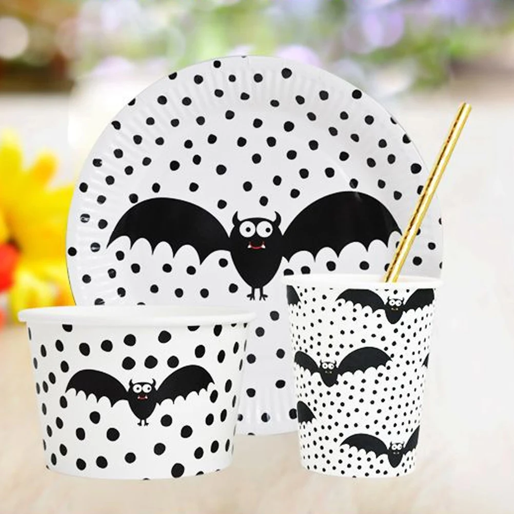 5 шт Бумажные Миски шикарные черные точки нежные столовые приборы бумага для