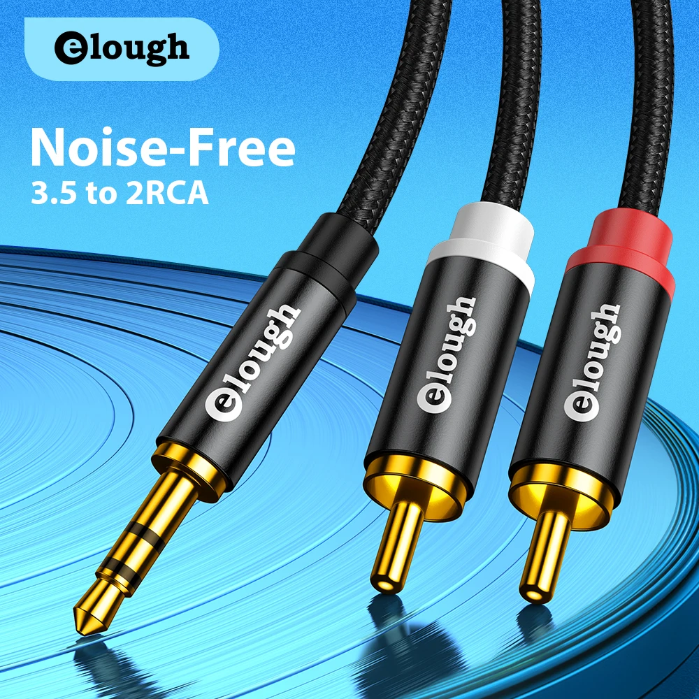 Аудиокабель Elough RCA HiFi с разъемом 3 5 мм на 2RCA Aux Кабель-адаптер сплиттер для Apple TV Box