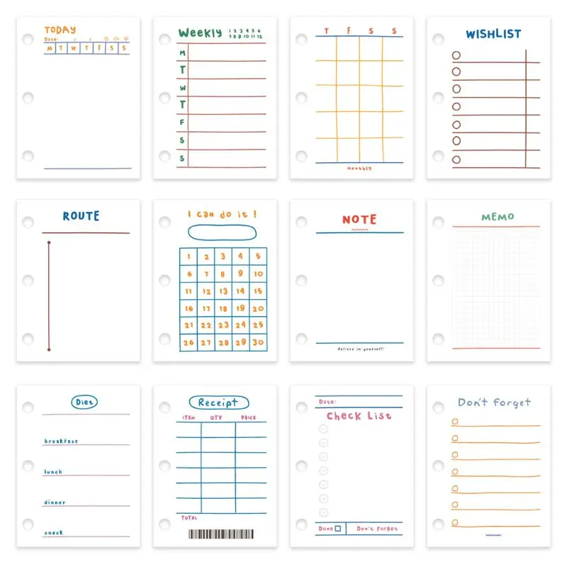 60 листов 60x80 мм мини Папка с 3 отверстиями для блокнота внутренняя страница