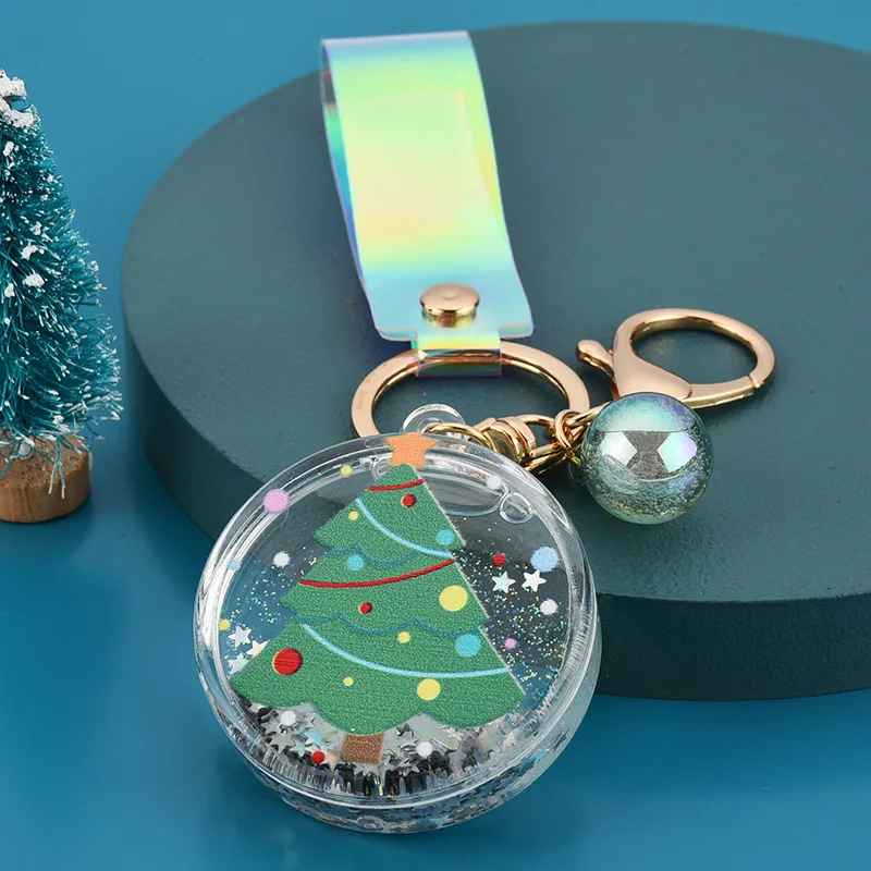 Fashion New Creative Keychain  Into The Oil Quicksand Fun Liquid Christmas Series Charm Keychain   Elk Pendant Cute Bag Keychain images - 6