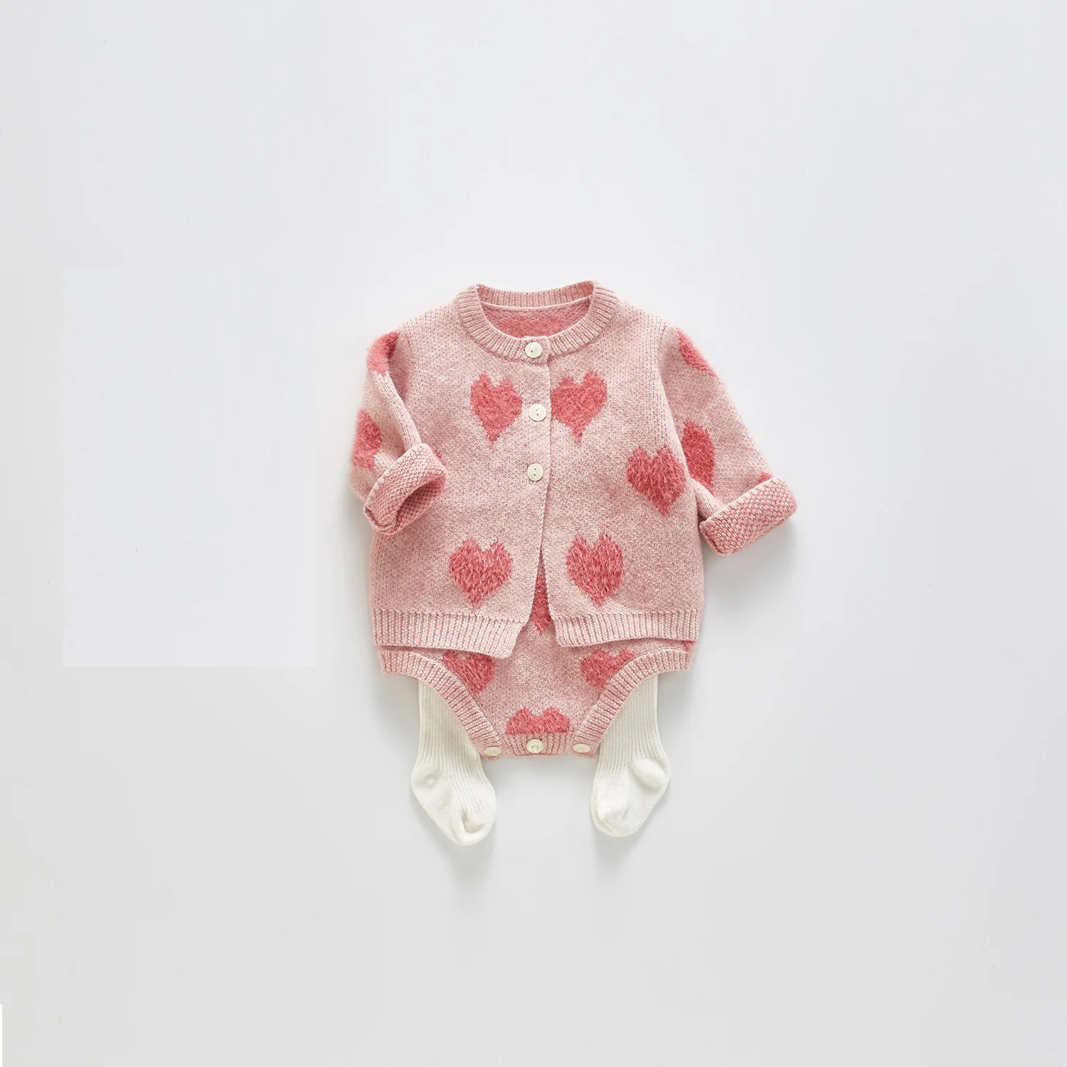 Baby Knitted Clothes Girls Rompers Jumpsuit Boy Newborn Infant Sleeveless Outfits Cute Heart Overall Cardigan | Мать и ребенок