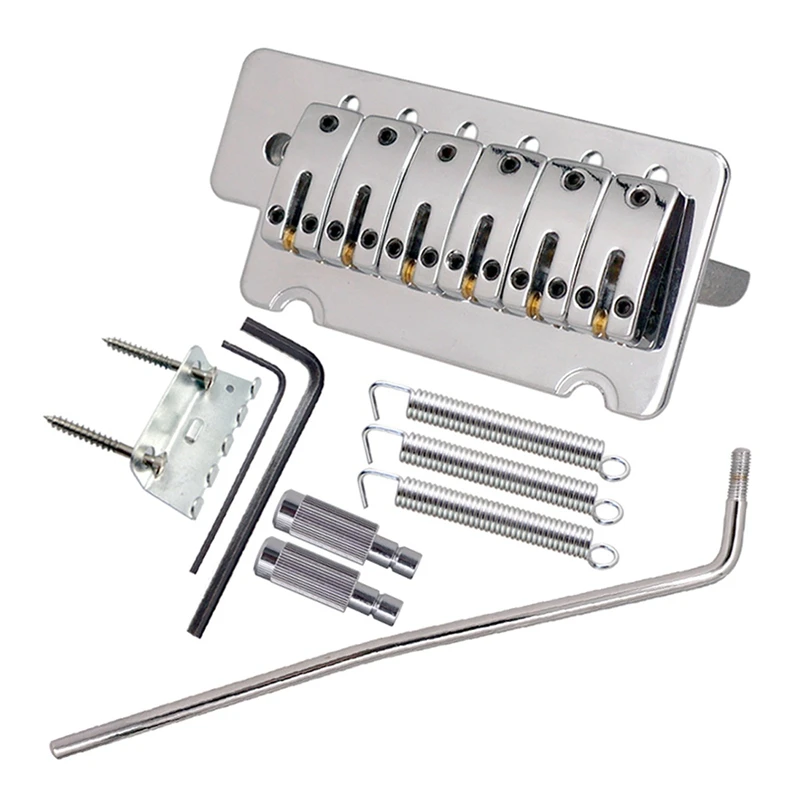 

Metal Guitar Tremolo Bridge Tailpiece Roller Saddle Set For ST Electric Guitar DIY, Silver