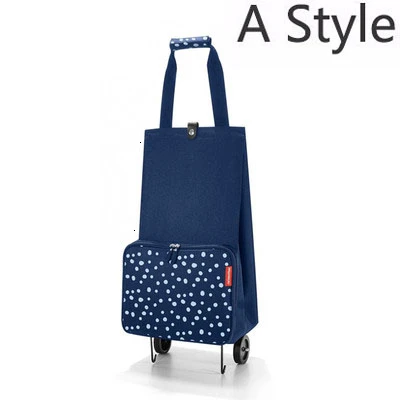 A Style Blue dot Портативная женская сумка для покупок, большая покупка, сумки на колесиках для овощей, складные сумки для покупок - Цвет: A Style Blue dot