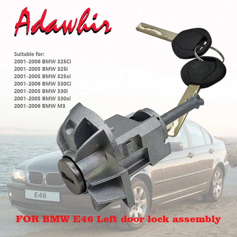 Подходит для левой двери в сборе цилиндра замка BMW E46 3 2001 2006 с 2 ключами
