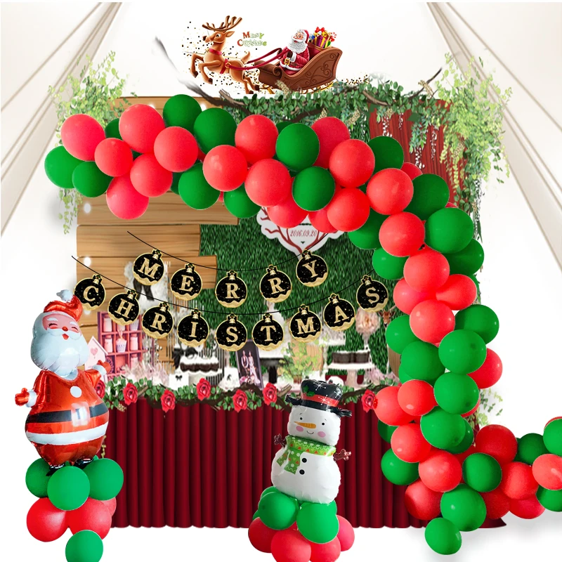 Латексная фольга Санта Клаус флаг со снеговиком тянет воздушный шар