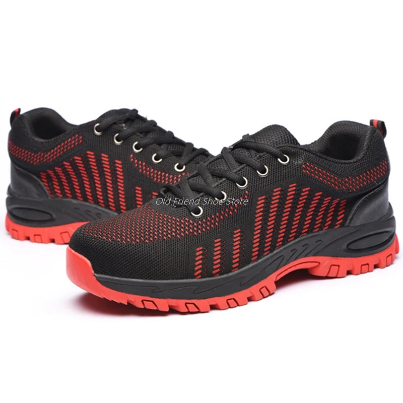 

Anti-Smashing Shoes Safety Boots For Men Steel Toe Cap Boots Anti-Piercing Shoes Breathable Sneakers Protective Boots Black Shoe