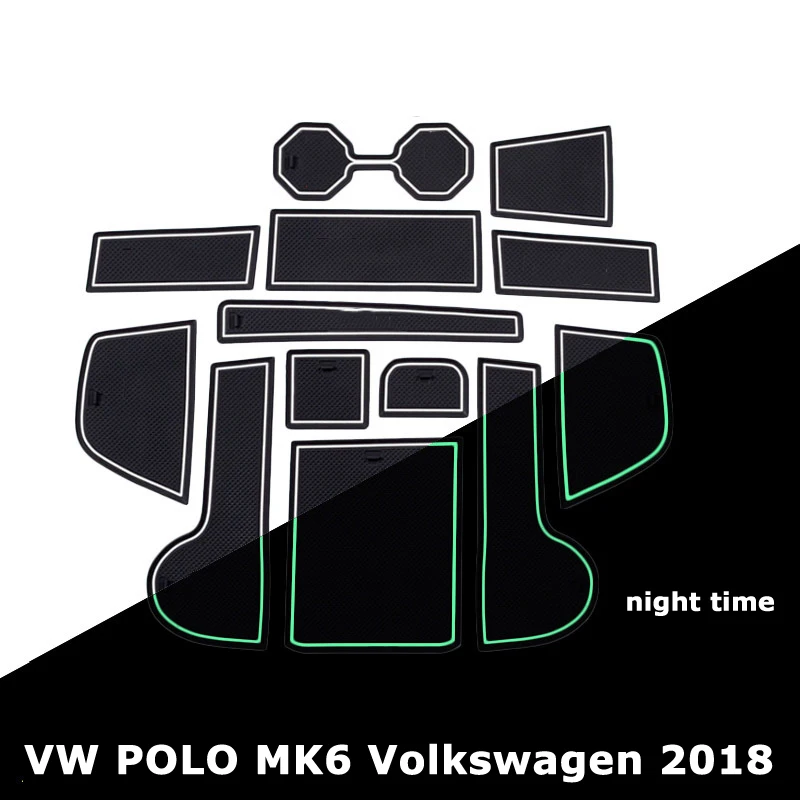Противоскользящий резиновый коврик для двери, коврик для VW POLO MK6 VW, аксессуары, автомобильные наклейки, коврик для телефона - Название цвета: white