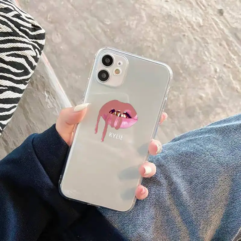 

Sexy Girl Kylie Jenner Lips Kiss Phone Case Transparent for iPhone 11 12 mini pro XS MAX 8 7 6 6S Plus X 5S SE 2020 XR