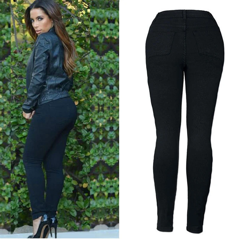 Новые повседневные рваные джинсы женские крутые эластичные джинсовые брюки