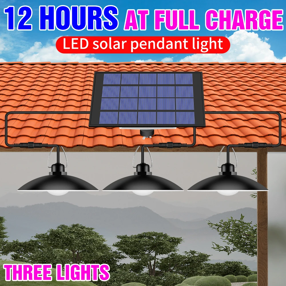

Waterproof Solar Pendant Light LED Shed Lighting With Cable Outdoor Indoor Solar Lamp 25W 30W Lampa Solarna For Courtyard Garden