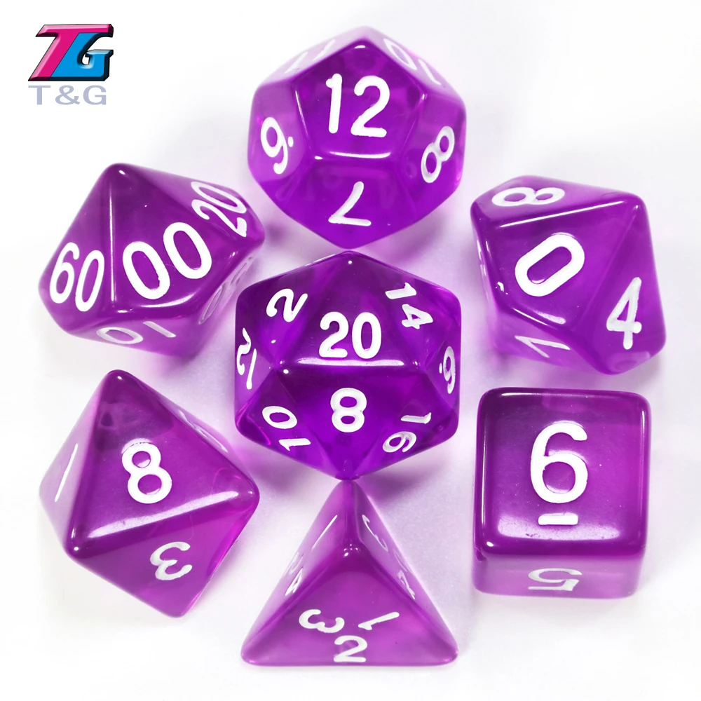 Игральные кости T &amp G 7 шт./лот высококачественные желтые прозрачные игральные D4 d6