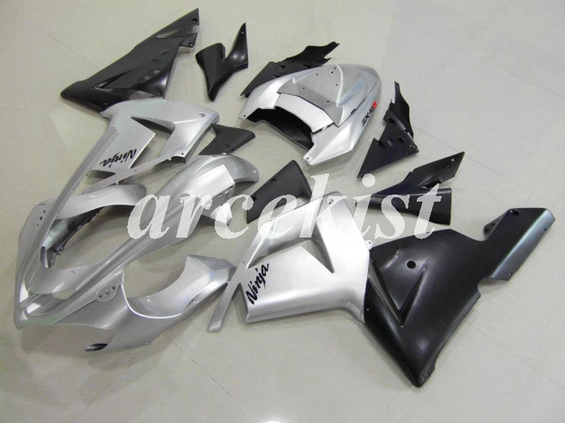 

4 подарки Новый ABS мотоцикл обтекатели комплект подходит для kawasaki Ninja ZX10R 2004 2005 04 05 10R ZX-10R тела набор серебро