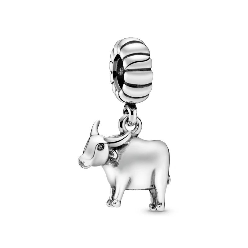

2021 Year of the Ox 925 Sterling Silver Zodiac Ox Charm Fit Original 3mm Bracelet&Bangle For Women Birthday Fashion Jewelry Gift