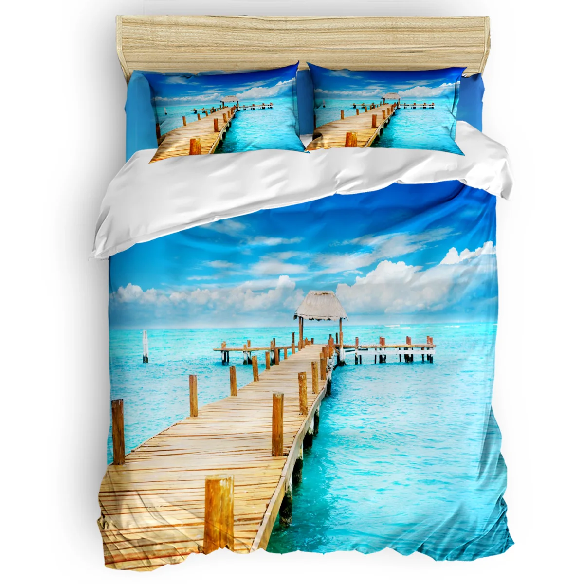 

Sea Pier Wooden Bridge Duvet Cover Set Warm and Comfortable Bed Sheet Bedroom Comforter Set 2/3/4pcs Bedding Set