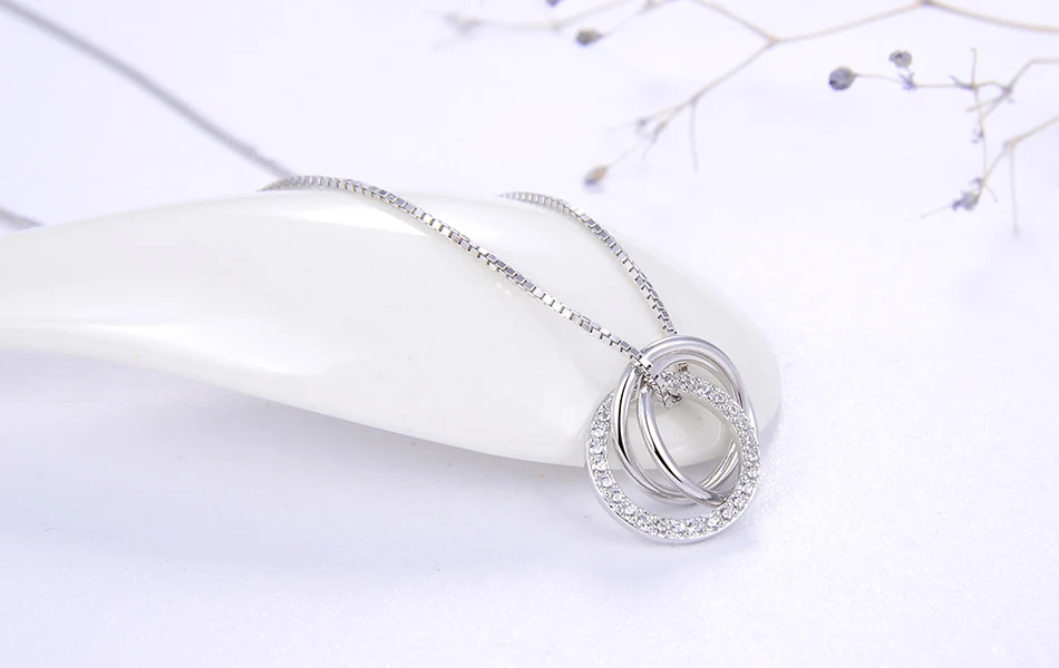 ORSA JEWELS, ожерелье с подвеской из чистого 925 пробы серебра для женщин, прозрачный AAAA циркон, комбинированный круг, модные вечерние ювелирные изделия в подарок SN175