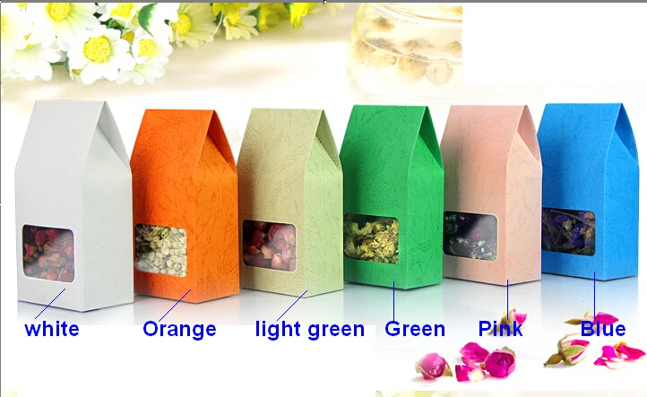 10pcs Stand up Clear window Bag Standing Colored Paper Box Snack Candy Cookie Treat For Party DIY Favor Gift Packaging | Дом и сад
