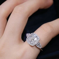 luxury brand 925 sterling silver wedding rings for women 2 carat diamond ring fashion jewelry fine bands engagement anel box