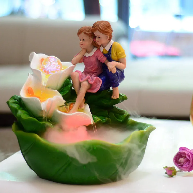 Пасторальный смоляный фонтан испаритель фэн шуй для влюбленных украшения дома