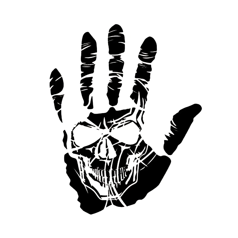 

12.7*10.2cm Hand Skull Vinyl Sticker Decal Handsome And Cool Motorcycle SUVs Bumper Laptop Car Styling kawaii car accessories