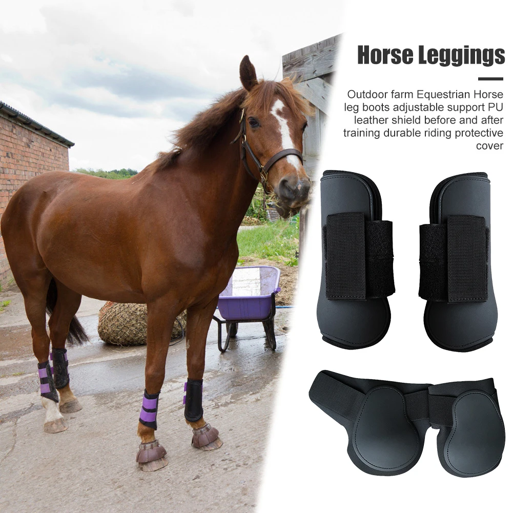 

4Pcs Outdoor Horse Leg Boots Riding Training Front Hind Adjustable Brace Guard Durable Protection Wrap Equestrian Equipment