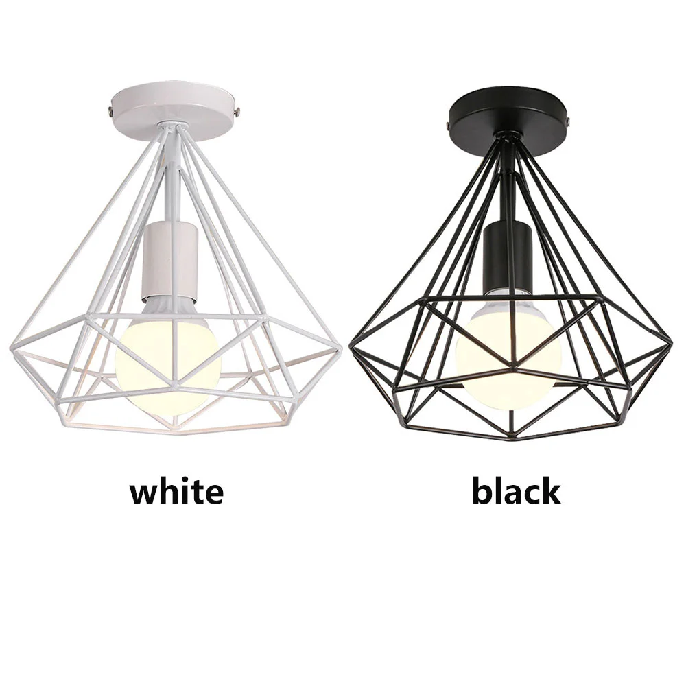 

E27 Metal Ceiling Lights Lampshade Bla Retro Dinning Room Bedroom HangLamp Ceiling Lights Fashion Romantic Parlor L