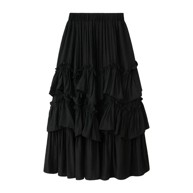 Faldas Mujer Moda весна лето 2019 милые многоярусные длинные юбки макси Атласные оборки