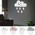 Настенные часы в скандинавском стиле, деревянные украшения для детской комнаты, гостиной, спальни, в форме облака, капли дождя, домашний декор