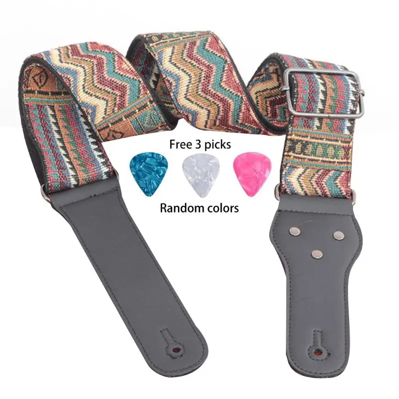 

Винтажный музыкальный Ретро Регулируемый жаккардовый Плетеный винтажный аксессуар для басов Электрический акустический 3 Медиатора в ком...
