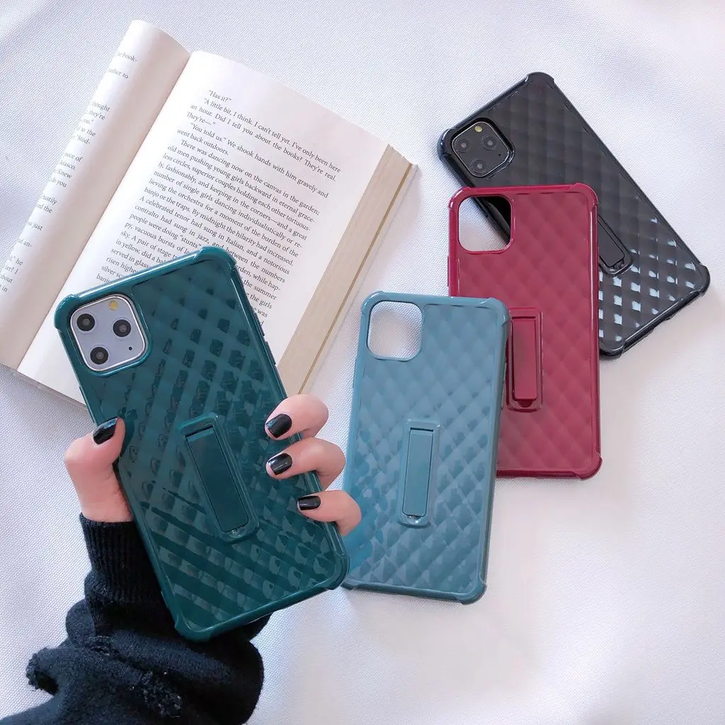 Скрытая подставка чехол для телефона iPhone 11 Pro Max XS 6 7 8 Plus XR X сплошной цвет задняя