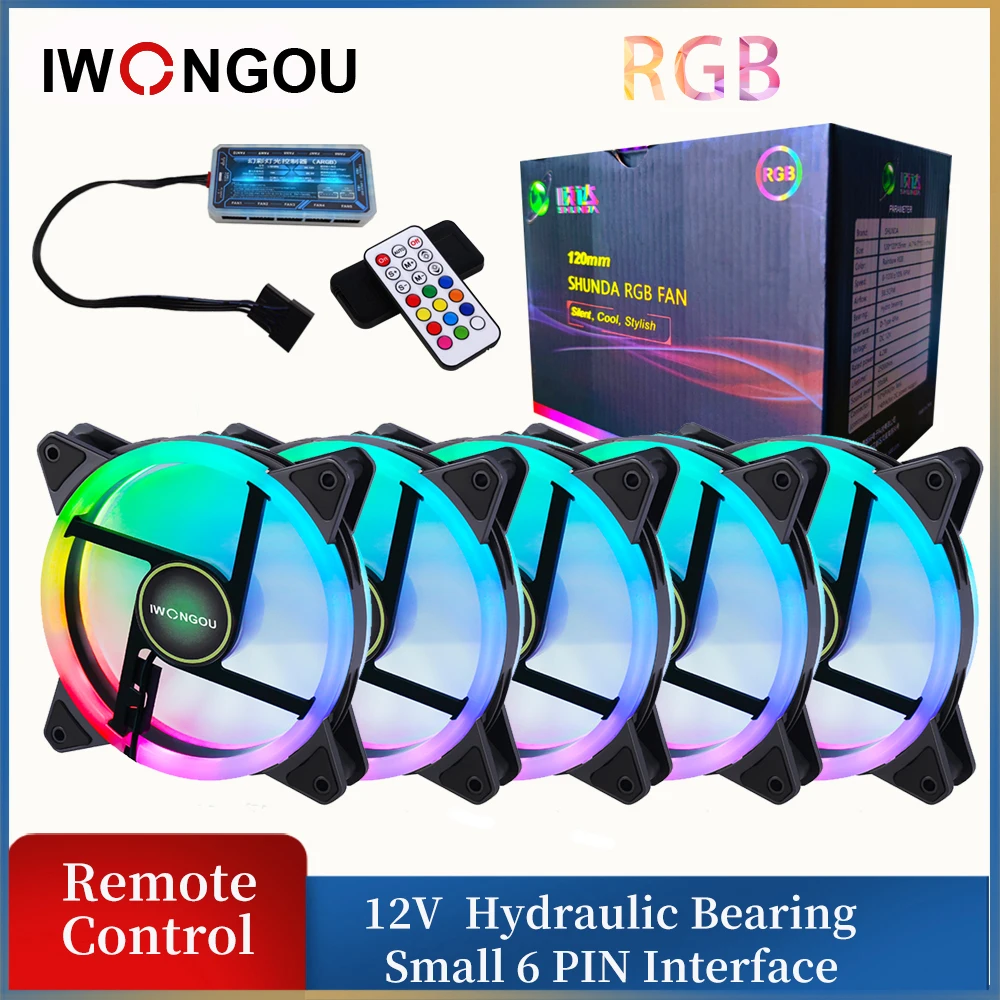 Вентилятор для ПК IWONGOU 120 мм бесшумный RGB-контроллер вентилятора aura sync 6 pin 12 в 2000