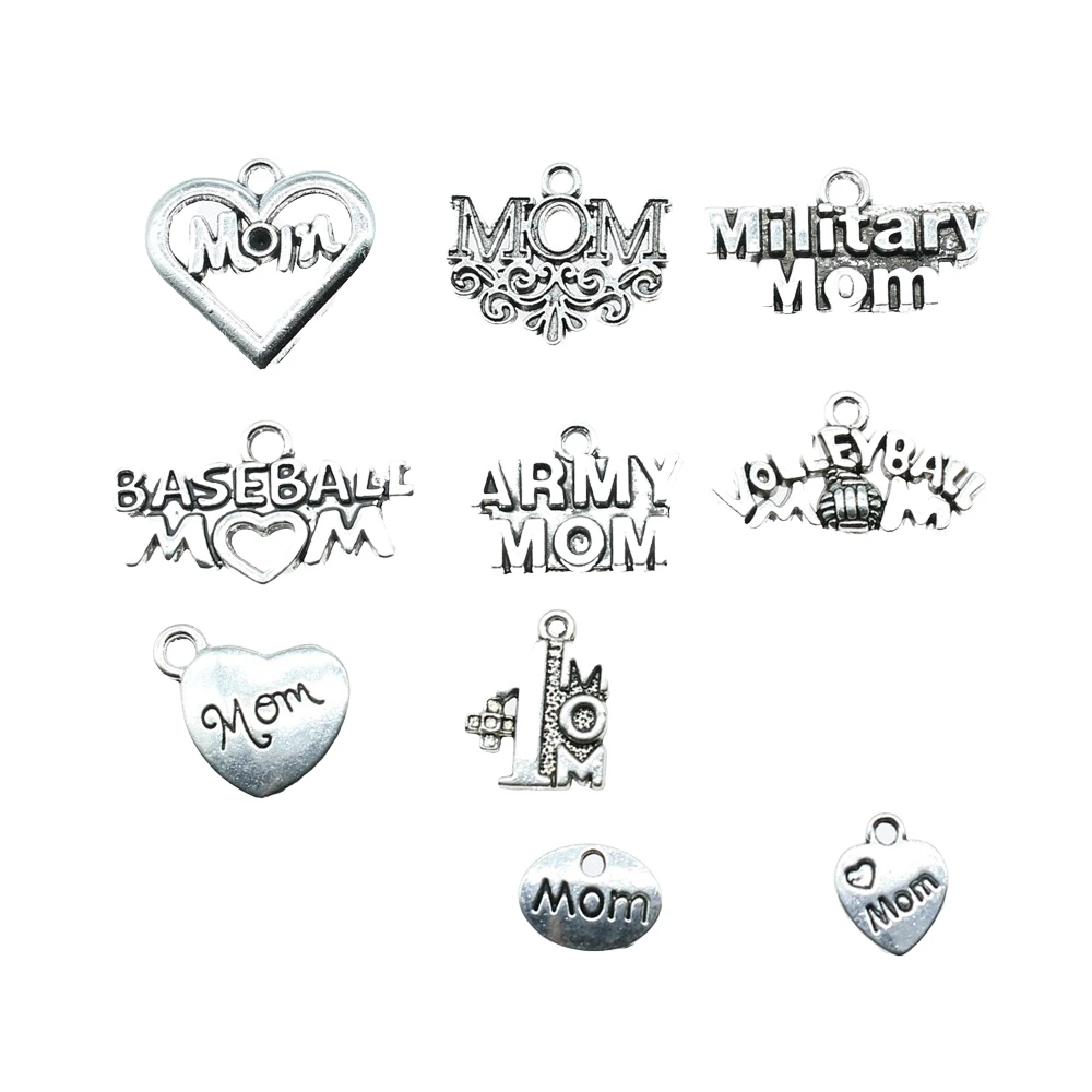 15 шт. подвески для мам винтажные античные серебряные ювелирные аксессуары