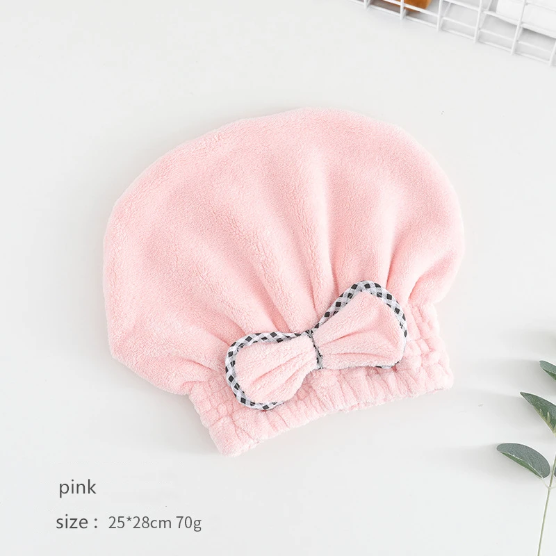 

Microfiber Hair Towel Quick Drying Turban Wrap Bathing Tools for Women Kids Bowknot Hair Dry Cap Absorption Head Hat Bath Towel