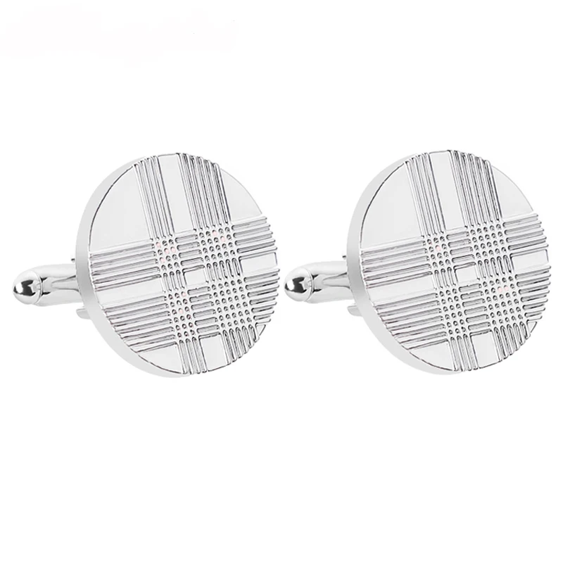 Запонки мужские круглые в полоску с узором для французских рубашек