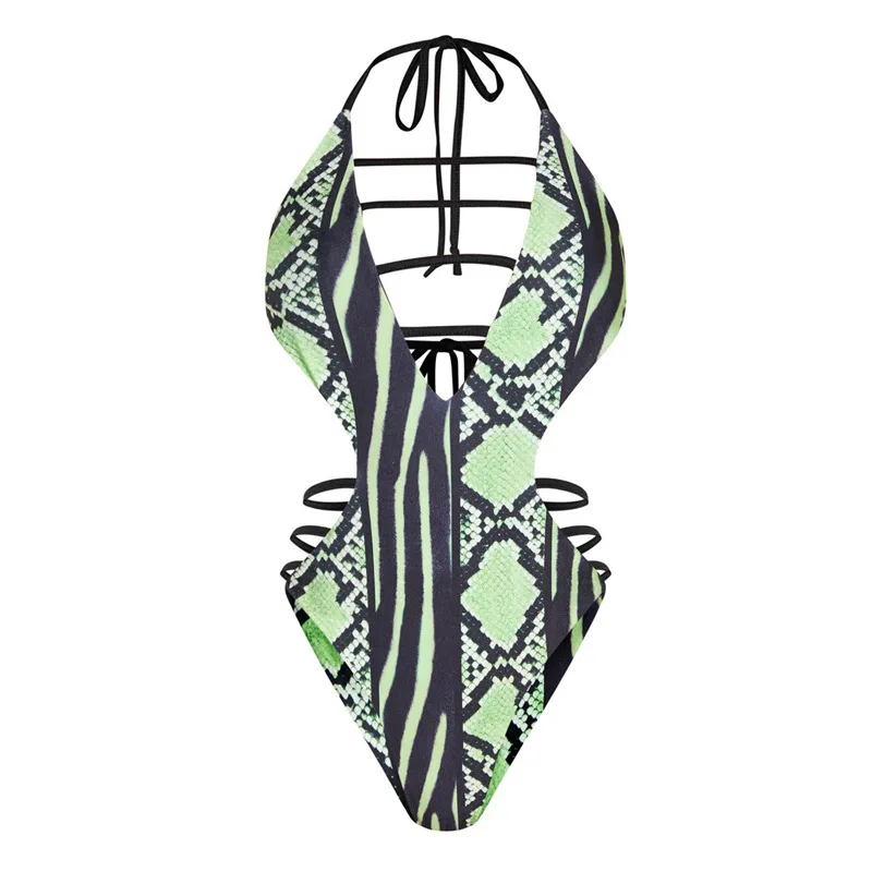 

2020 Sexy One-piece Bathing Suit Snake's Skin Large Size Bikini Plus-sized Bandage Swimwear