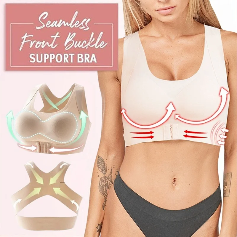 

REDESS 2 In 1 Bra Posture Corrector Sports Support Bralette Front Closure Bras Fitness Vest Push Up Tank Top Women