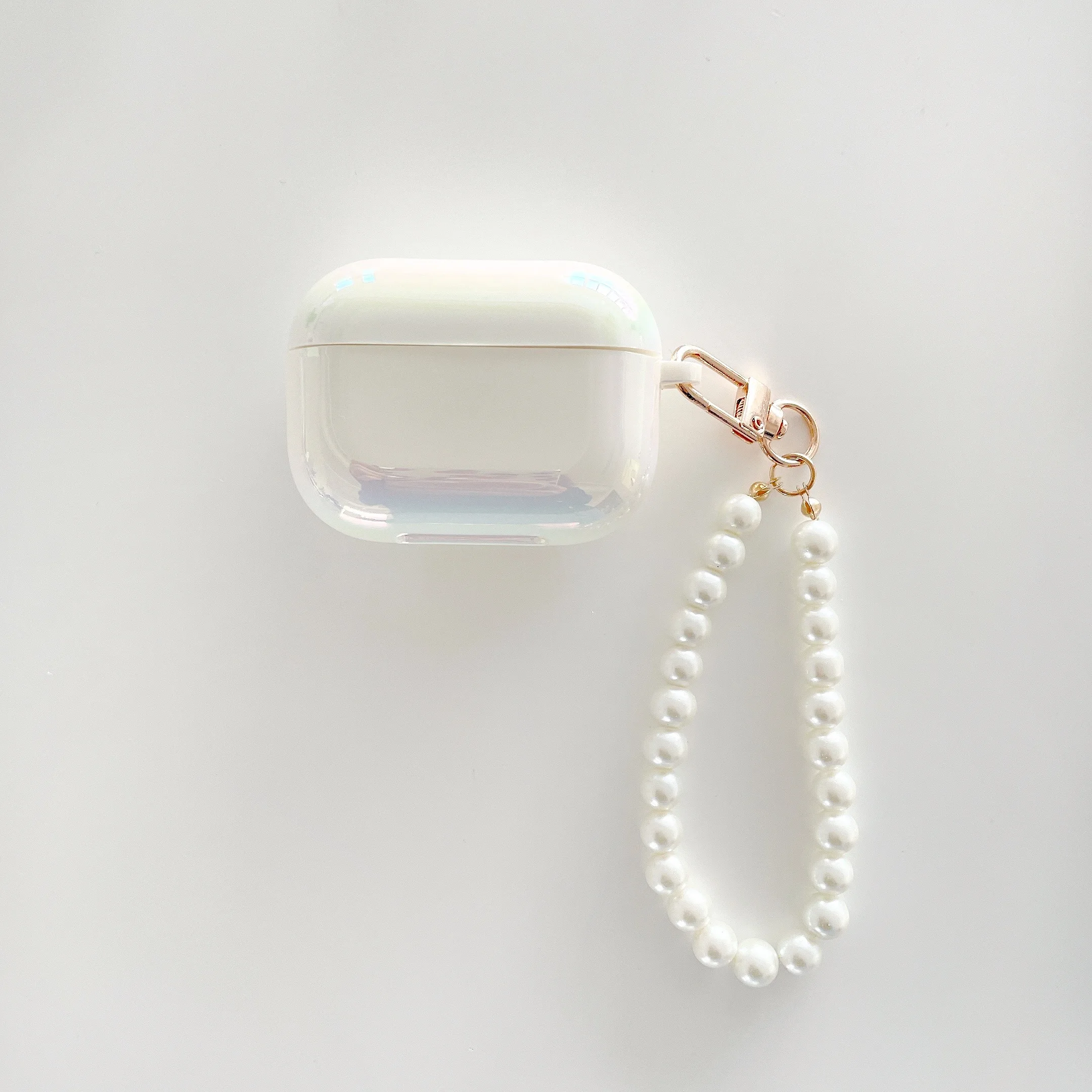 

Luxury Love Pearl Shell Keychain Water Drop White Hard Headphone Earphone Case For Apple Airpods 1 2 Pro Wireless Headset Cover