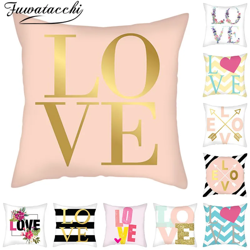 Чехол для подушки Fuwatacchi Red Love наволочка на День святого Валентина с принтом дома