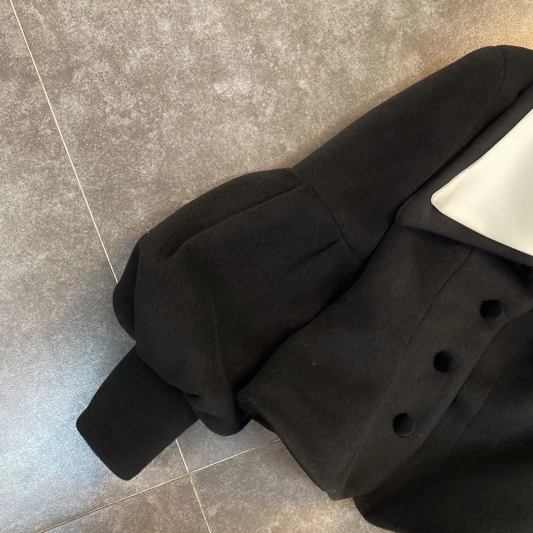 

2020 Fashion Women Woolen Coats Lantern Sleeve Bandage Vintage Winter Coat Women Color Matching Short Women Wool Coat