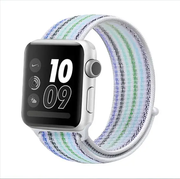 white blue Цветной тканый нейлоновый ремешок для Apple Watch Band 5 4 40 мм 44 мм мягкая дышащая Спортивная петля для iWatch 3 2 1 38 мм 42 мм ремешок для часов - Цвет ремешка: white blue