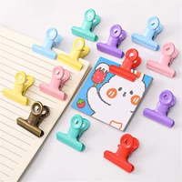 japanese harajuku pink female round tail clip retro metal long tail clip student test paper information bill storage supplies