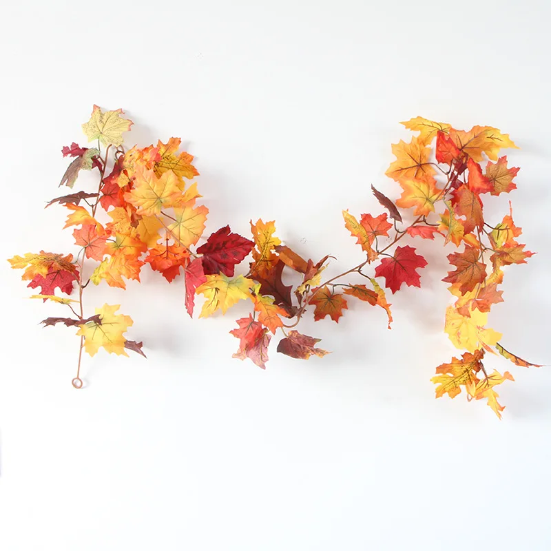 

Осенняя Кленовая листья из ротанга на Хэллоуин, искусственная лоза из ротанга, настенная подвесная гирлянда, украшение для свадьбы, вечерин...