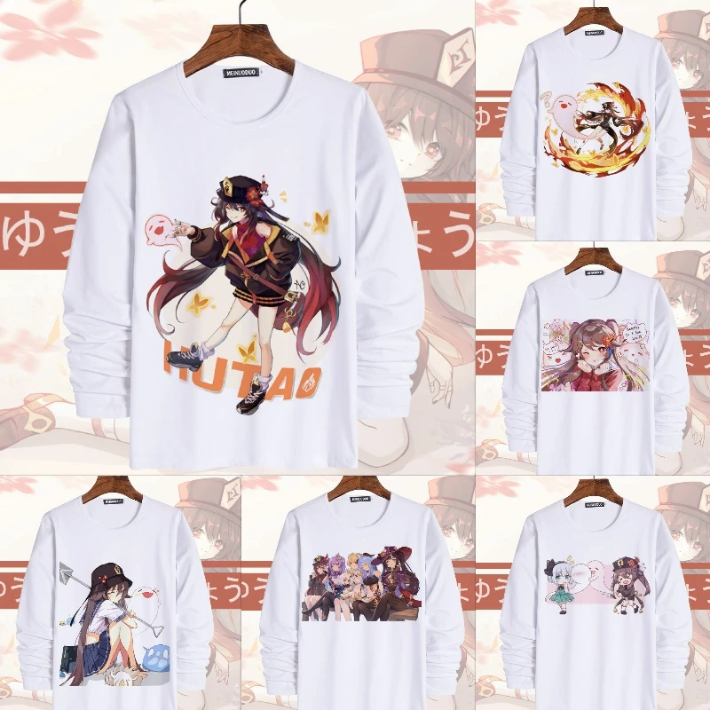 

Косплей Амин геншин ударно хутао для женщин и мужчин, футболки с длинным рукавом, осенняя уличная одежда с принтом в стиле High Street, 4XL, мешкова...