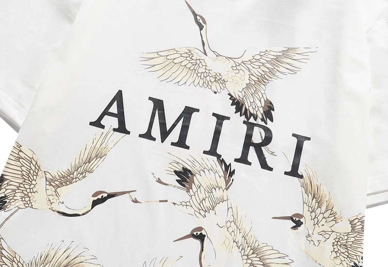 

2021 autumn and winter new peace crane print short-sleeved Tee Men And Women Street fashion short sleeve T-shirt