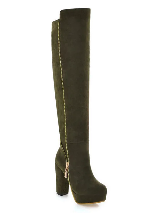 Side Zipper Winter Boots Women Fashion Round-Head Thick High-Grade Wear-Resistant Anti-Slip Over-Knee Boots zapatos de mujer